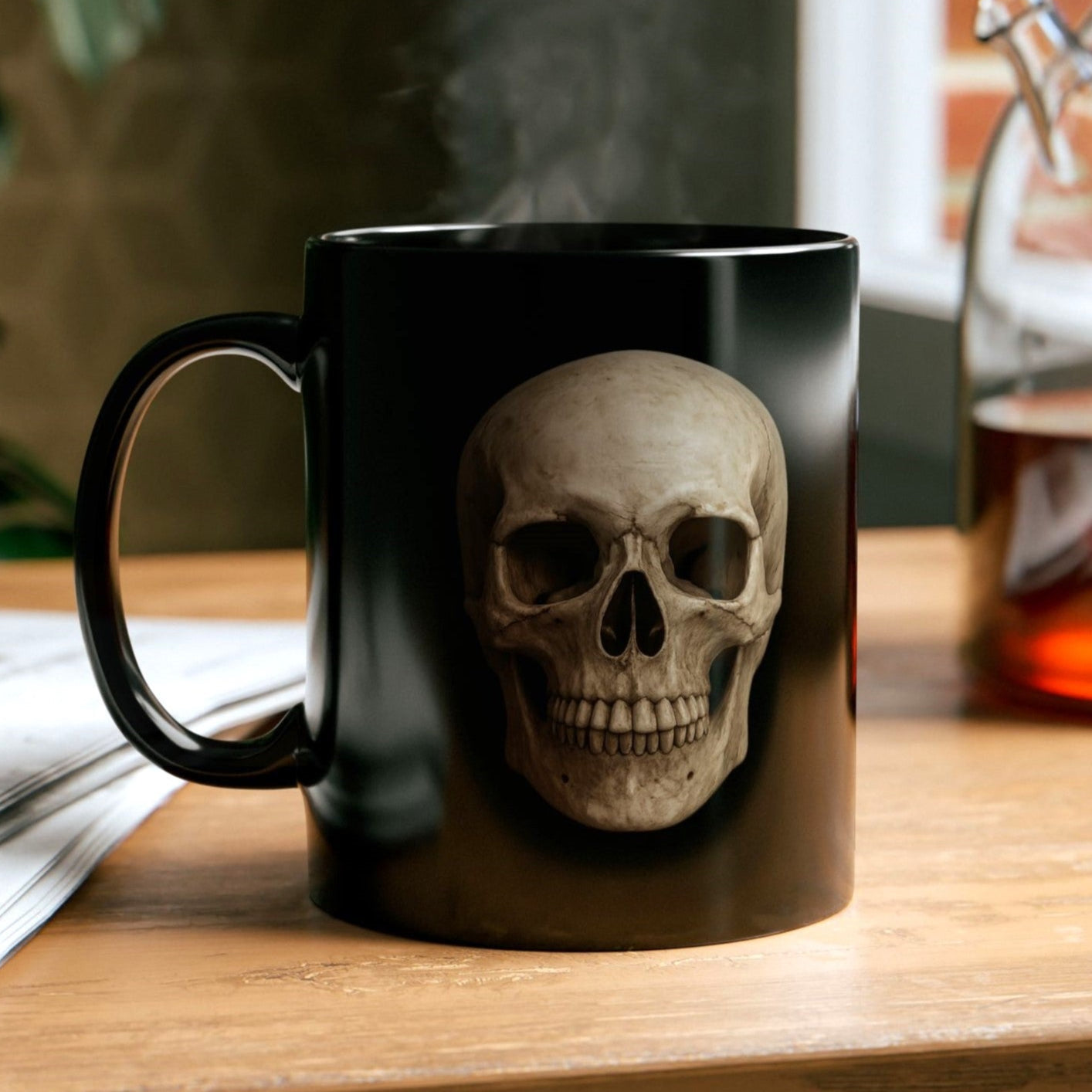 Black Skull Coffee Mug | Gothic Gift | Dark Aesthetic