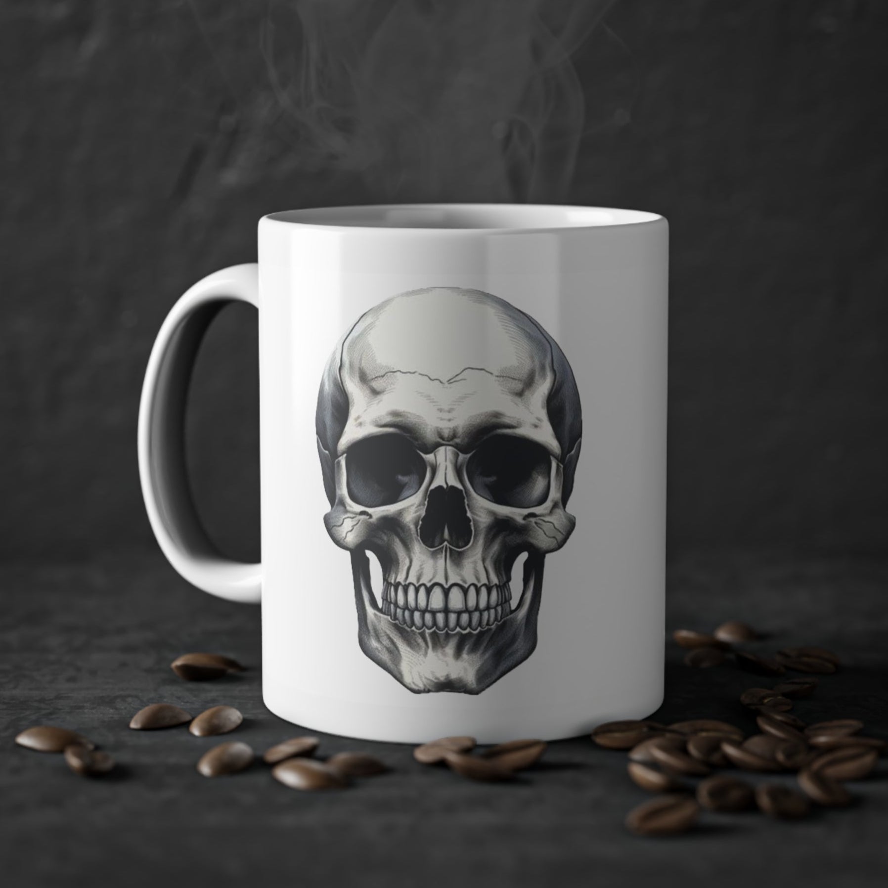 White Skull Coffee Mug — Spooky Gift for Gothic Decor Lovers