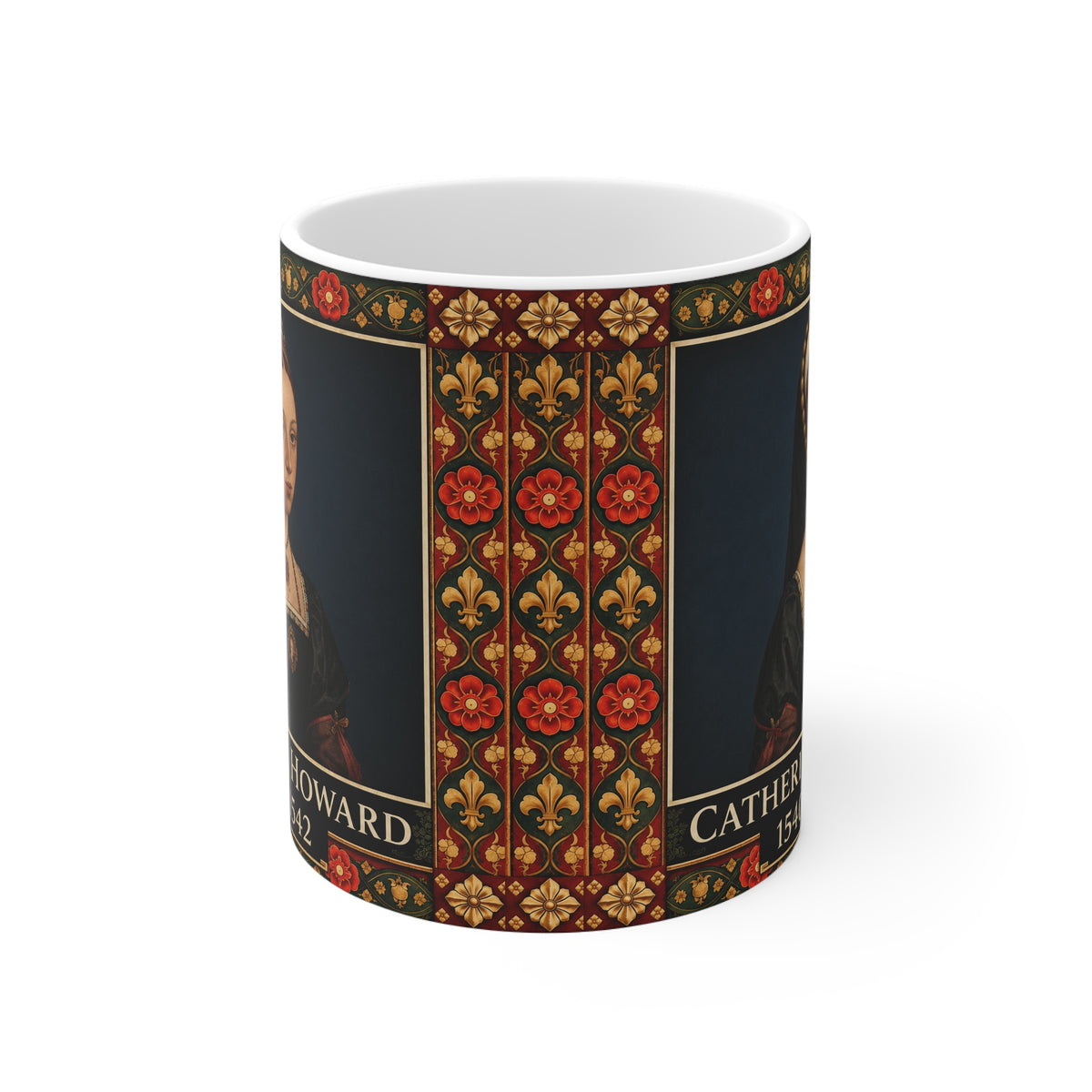 Tasse mit Porträt von Catherine Howard – Geschenk für Geschichtsliebhaber, Thema Tudorzeit