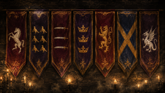 Anglo-Saxon Heptarchy — seven heraldic kingdom banners, Haunted Bunny blog banner