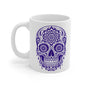 Purple Sugar Skull Mug — Day of the Dead Ceramic Coffee Cup