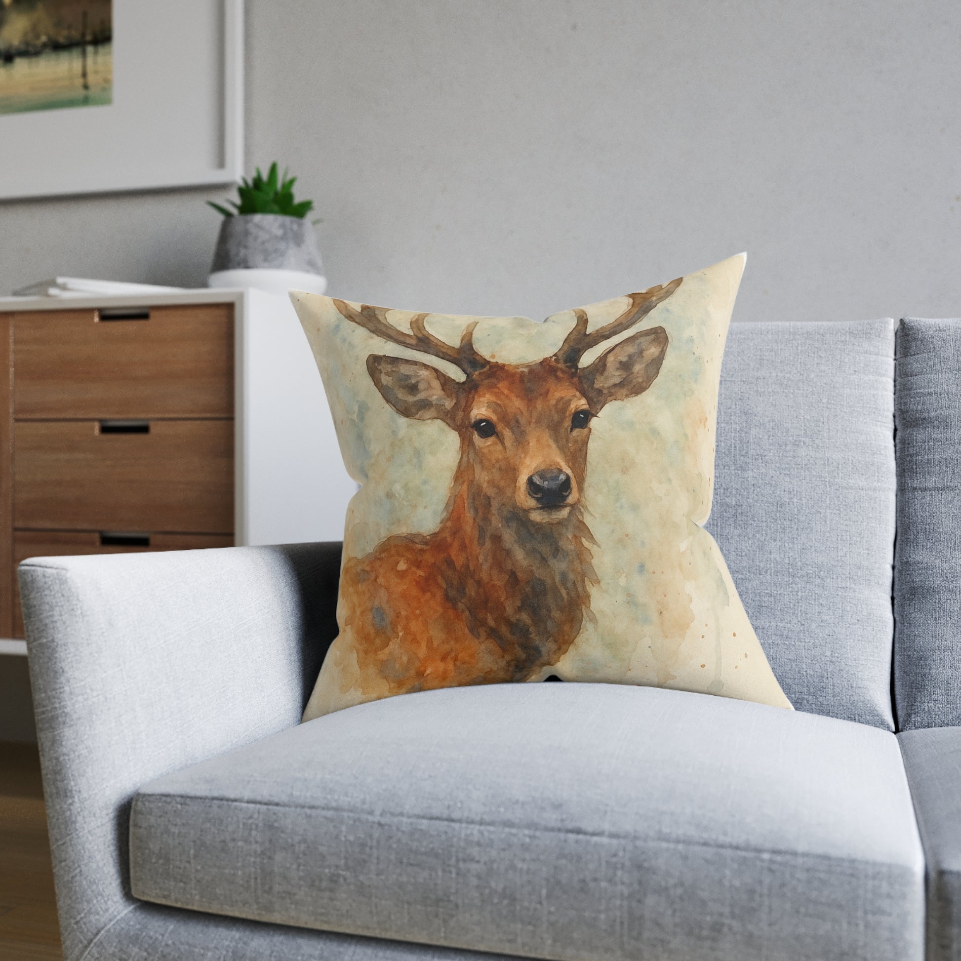 Majestic Stag Throw Cushion — Wildlife Gift for Country Home Decor