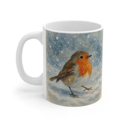 Watercolor Robin Christmas Mug