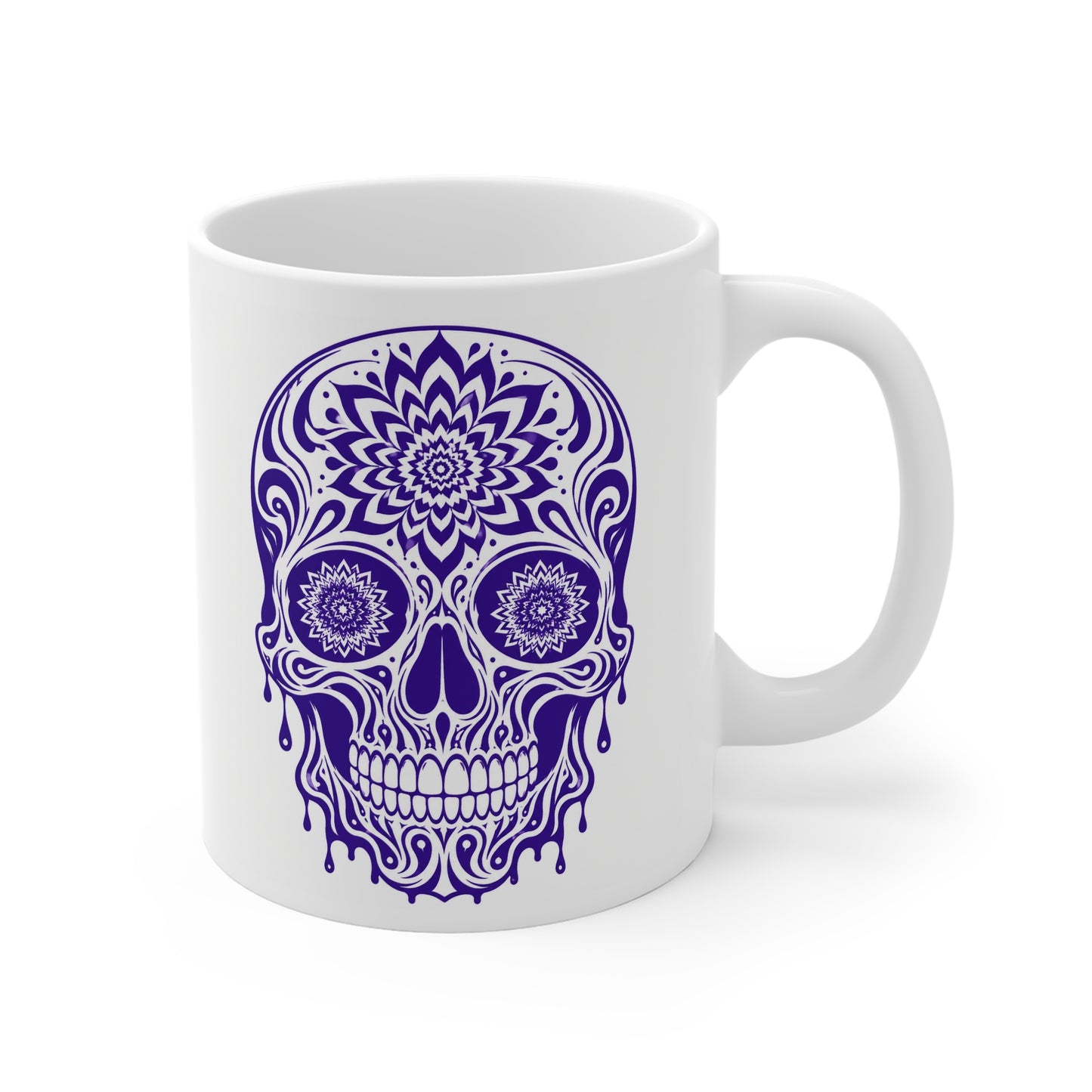 Purple Sugar Skull Mug — Day of the Dead Ceramic Coffee Cup