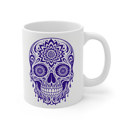 Purple Sugar Skull Mug — Day of the Dead Ceramic Coffee Cup