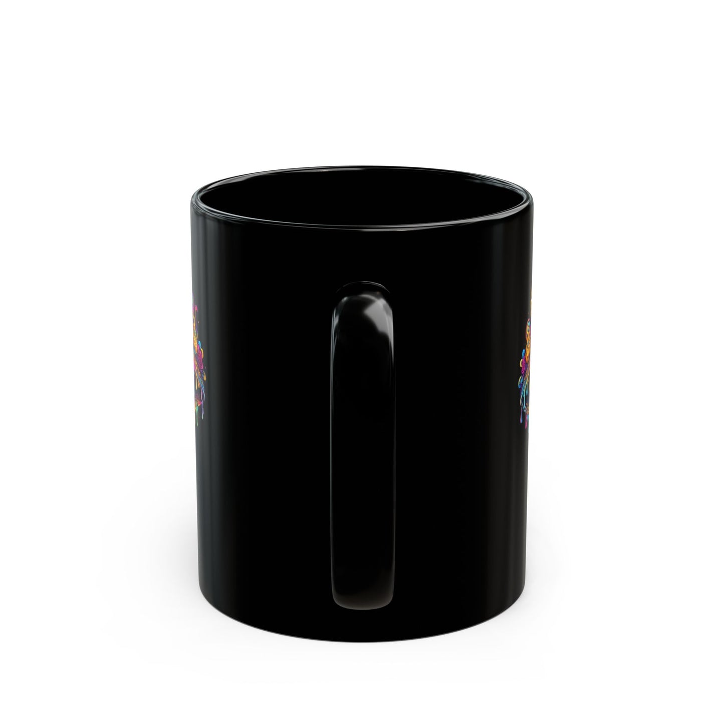 La Catrina Sugar Skull Mug — Day of the Dead Black Ceramic Coffee Cup