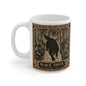 Black Shuck mug — vintage woodcut of the East Anglian ghost dog on an 11oz white ceramic coffee cup