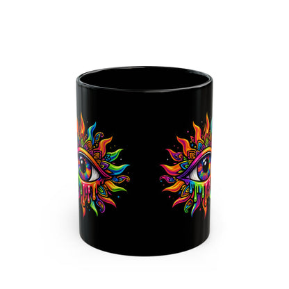 Psychedelic Sun Eye Mug — Third Eye Black Ceramic Coffee Cup