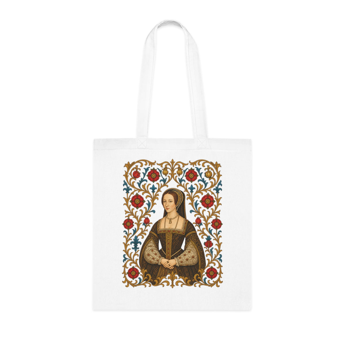 Anne Boleyn portrait tote bag in cotton, Tudor history gift