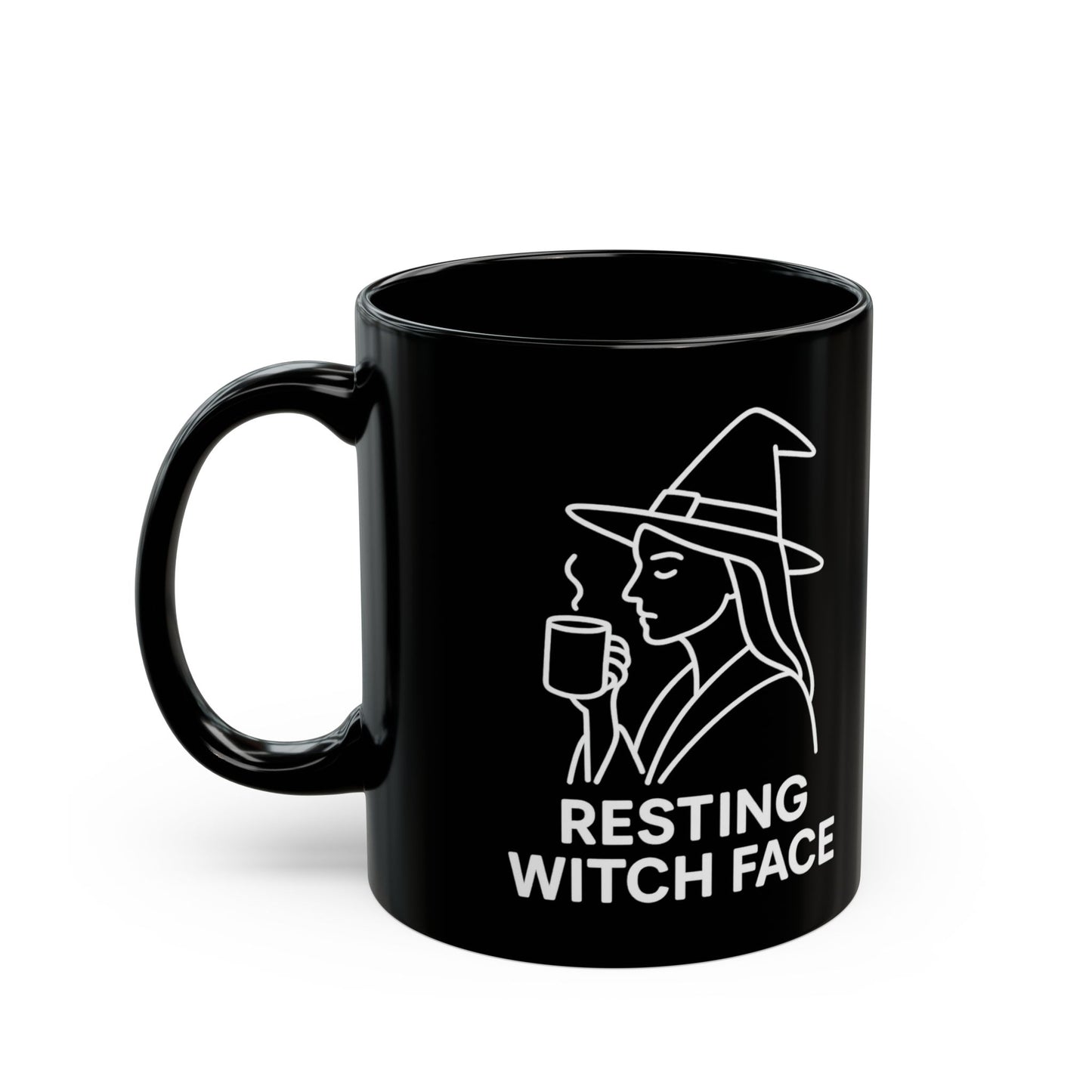 Resting Witch Face Mug - Black