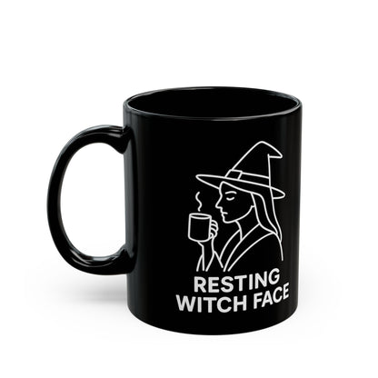 Resting Witch Face Mug - Black