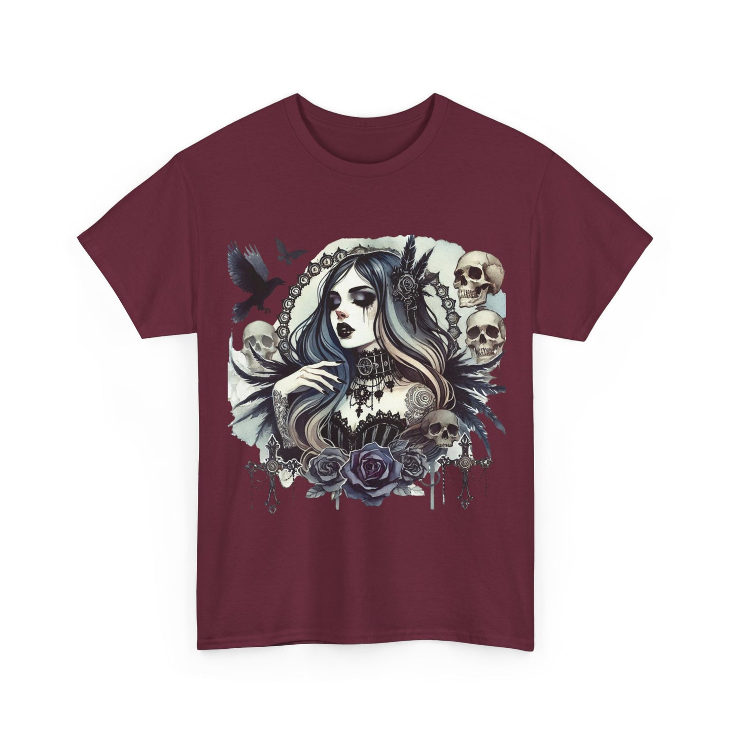 Gothic Girl Skull & Roses T-Shirt