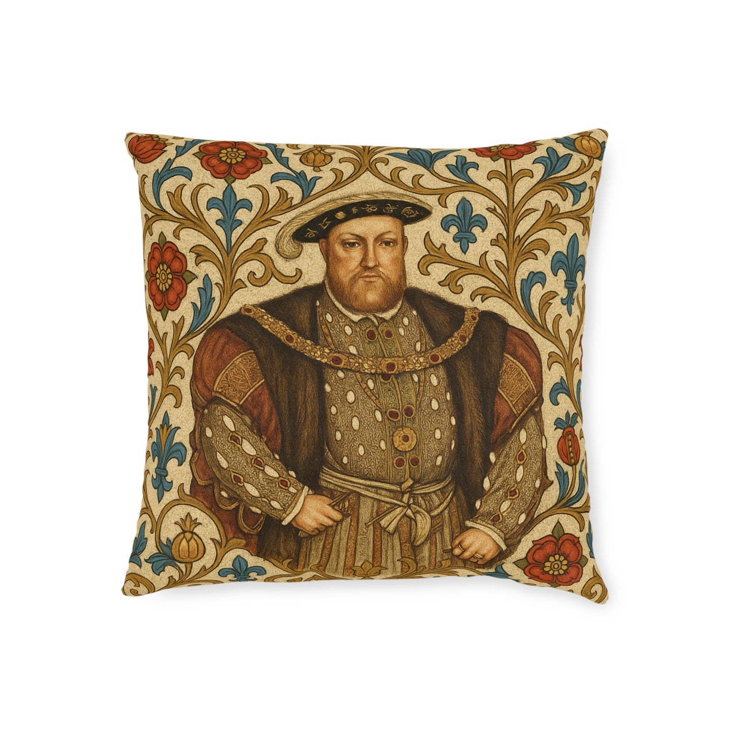Henry VIII Tudor Rose Cushion — Regal History Gift Throw Pillow