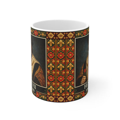 Henry VII Portrait Mug with Tudor Pattern — Tudor History Gift