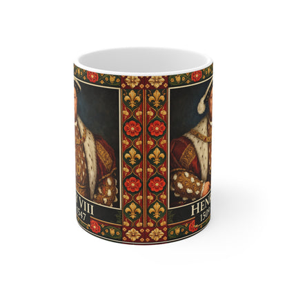 Henry VIII Portrait Mug with Tudor Pattern — Tudor History Gift