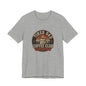 Tired Dad Coffee Club T-Shirt back view showing the plain back of the unisex Bella+Canvas tee
