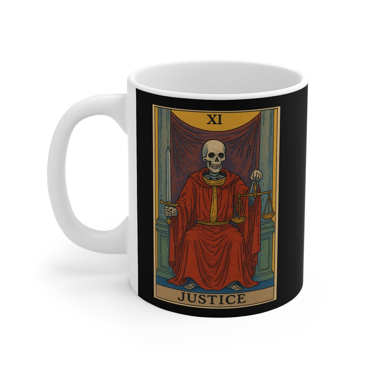 Justice Skeleton Tarot Card Mug