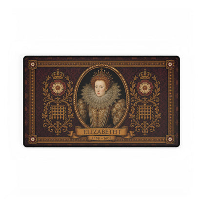 Elizabethan portrait print detail on the vintage desk mat
