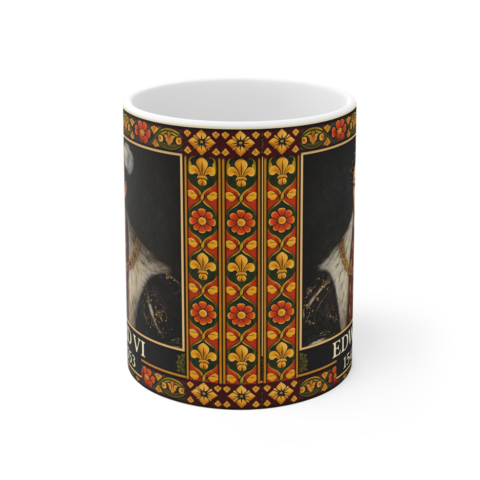 Edward VI Portrait Mug with Tudor Pattern — Tudor History Gift