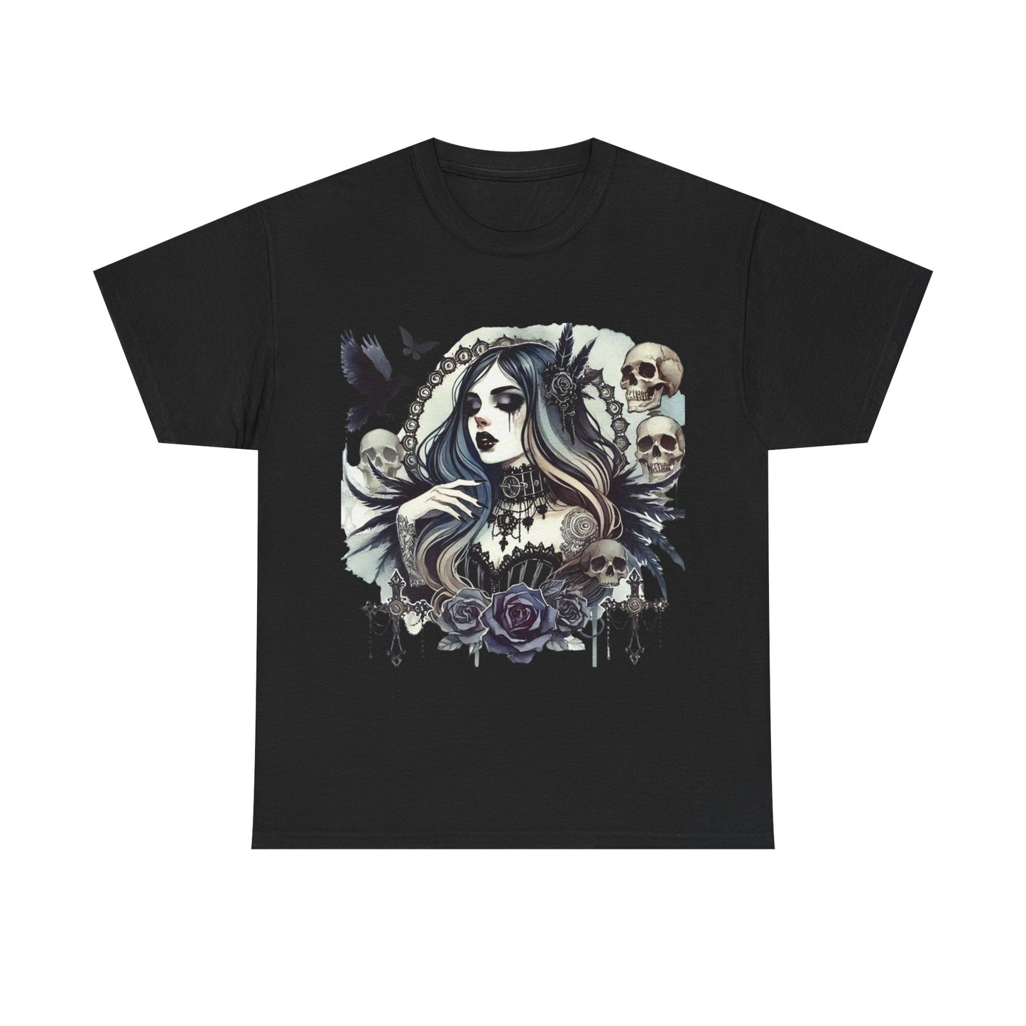 Gothic Girl Skull & Roses T-Shirt
