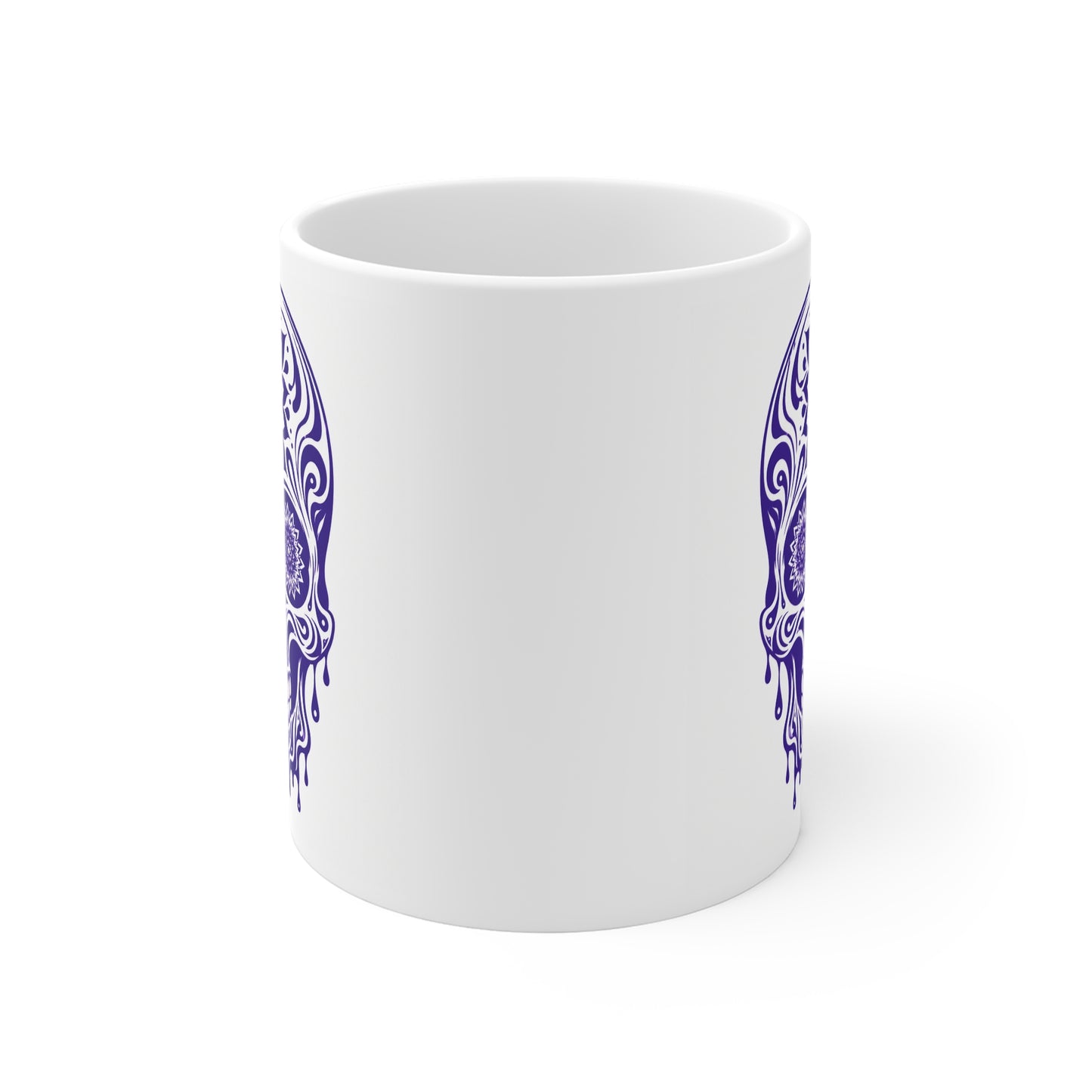 Purple Sugar Skull Mug — Day of the Dead Ceramic Coffee Cup