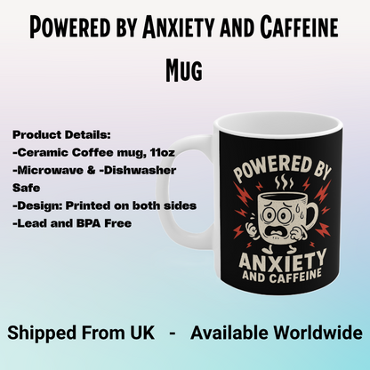 Anxiety and Caffeine, Funny Coffee Mug