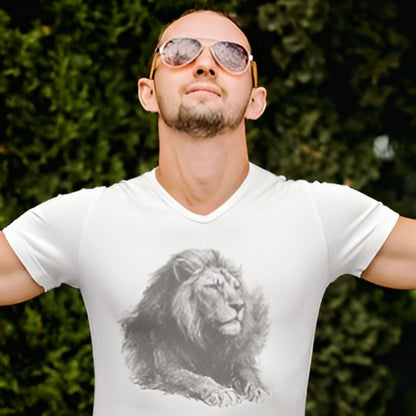 Lion Graphic V-Neck T-Shirt