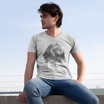 Lion Graphic V-Neck T-Shirt