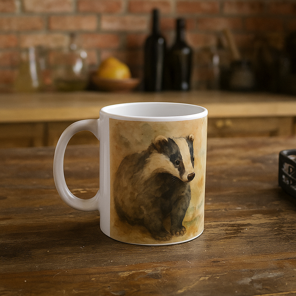 Watercolor Badger Mug