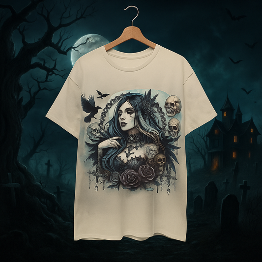 Gothic Girl Skull & Roses T-Shirt