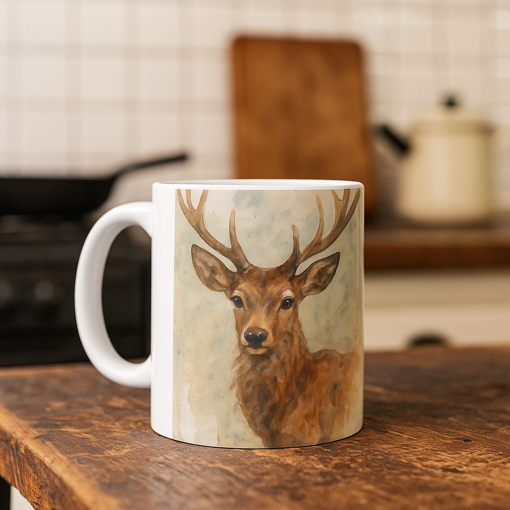 Rustic Stag Coffee Mug — Wildlife Gift for Nature & Country Lovers