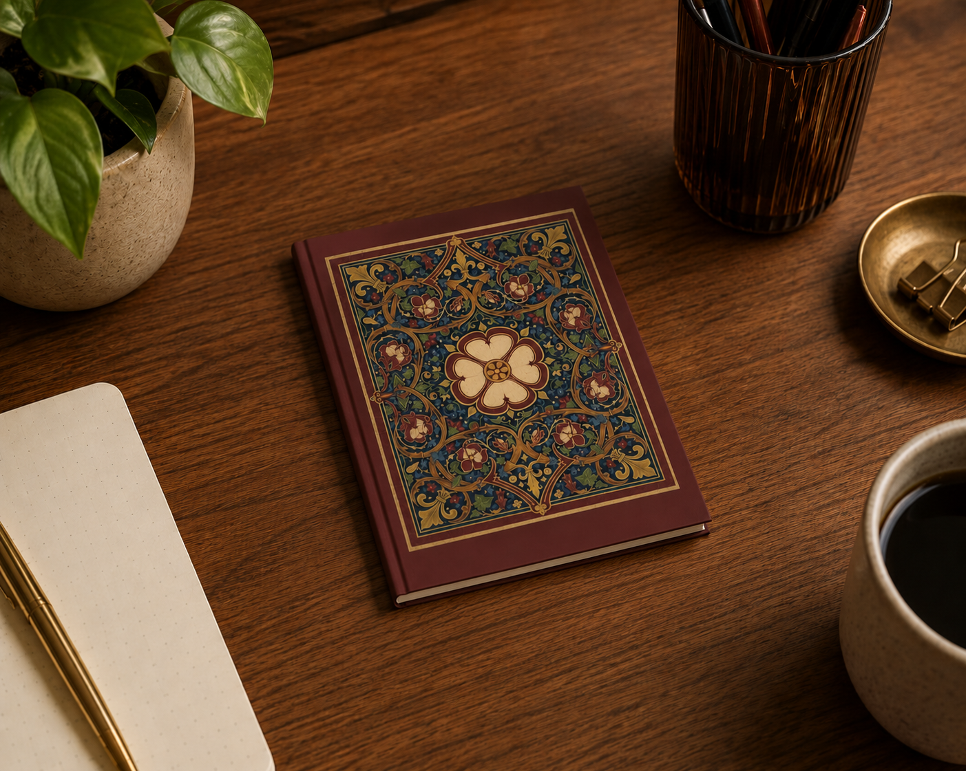 Tudor Rose Hardback Journal — Vintage Pattern Notebook for History Lovers
