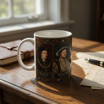Tudor Monarchs Portrait Mug — Henry VII to Elizabeth I, Tudor History Gift