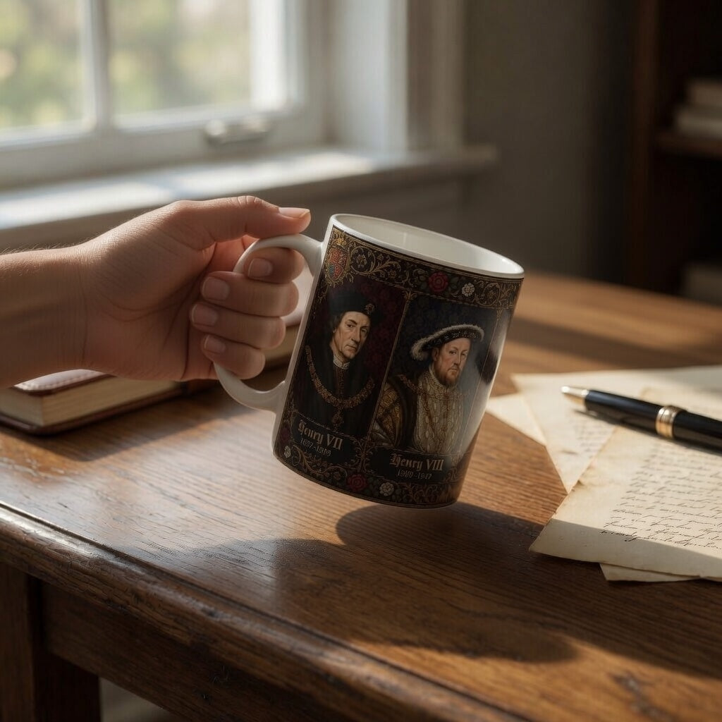 Tudor Monarchs Portrait Mug — Henry VII to Elizabeth I, Tudor History Gift
