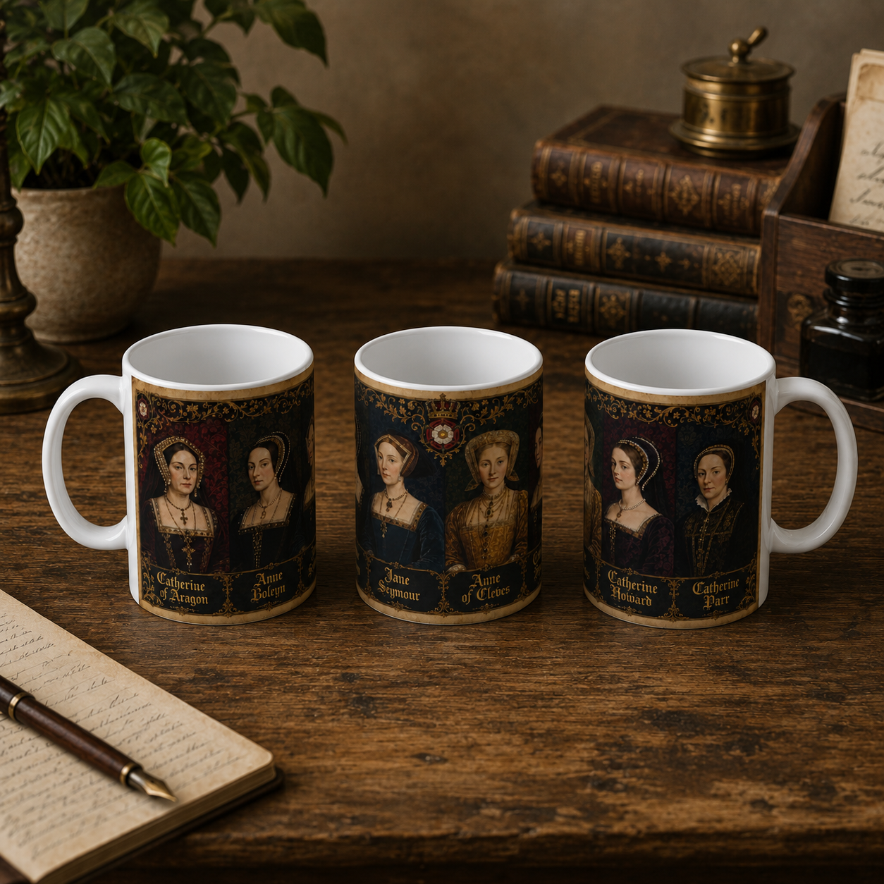 Henry VIII's Six Wives Portrait Mug — Tudor Queens History Gift