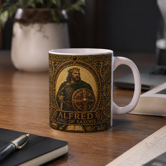 Alfred King of Saxons Mug — Anglo-Saxon History Gift for Medieval Enthusiasts