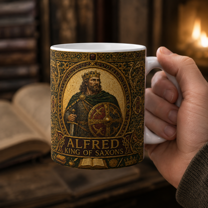 Alfred King of Saxons Mug — Anglo-Saxon History Gift for Medieval Enthusiasts