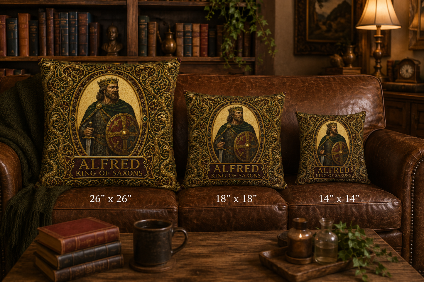 Alfred the Great Saxon King Cushion — Regal History Gift Throw Pillow