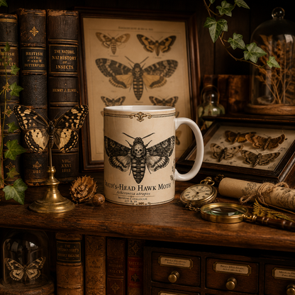 Death's-Head Hawk Moth mug shown in a home setting