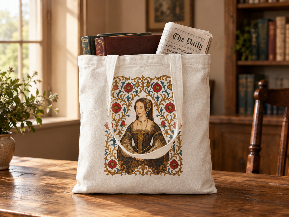 Anne Boleyn cotton shopper bag with reinforced double-stitched handles