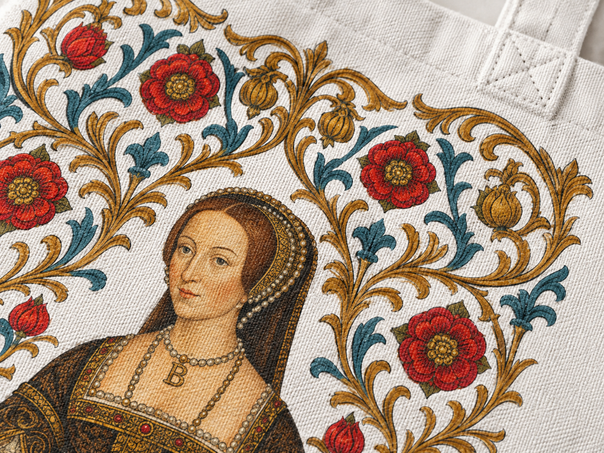 Anne Boleyn tote bag carried over the shoulder