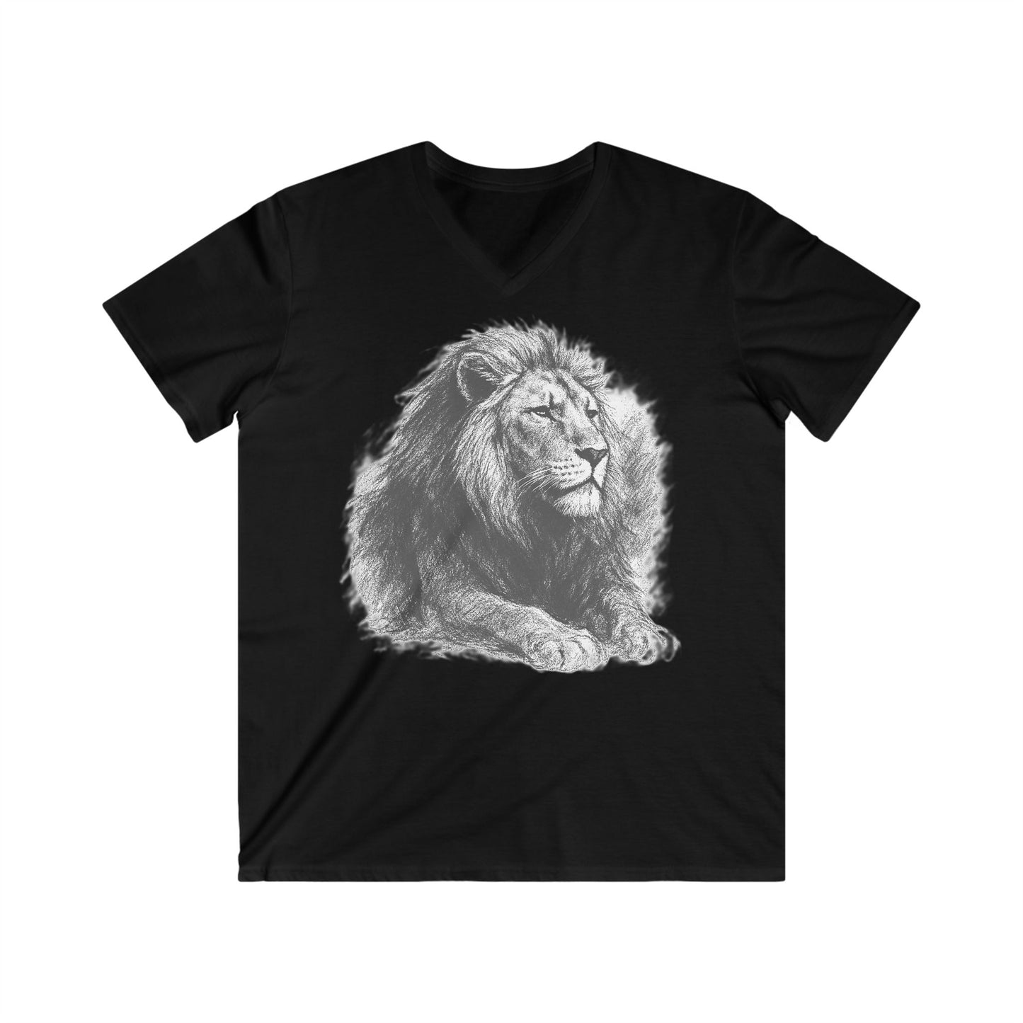 Lion Graphic V-Neck T-Shirt