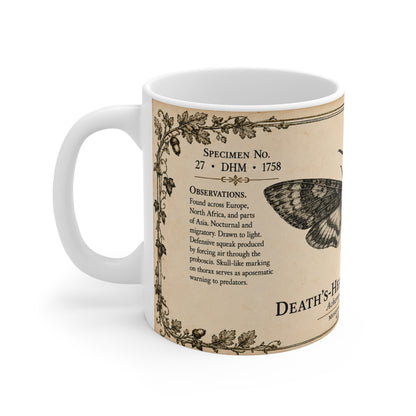 Death's-Head Hawk Moth vintage entomology mug — 11oz white ceramic, alternative view
