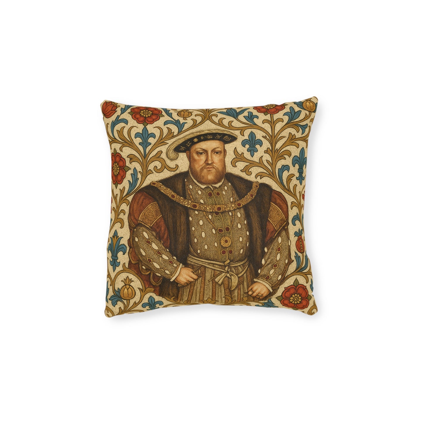 Henry VIII Tudor Rose Cushion — Regal History Gift Throw Pillow