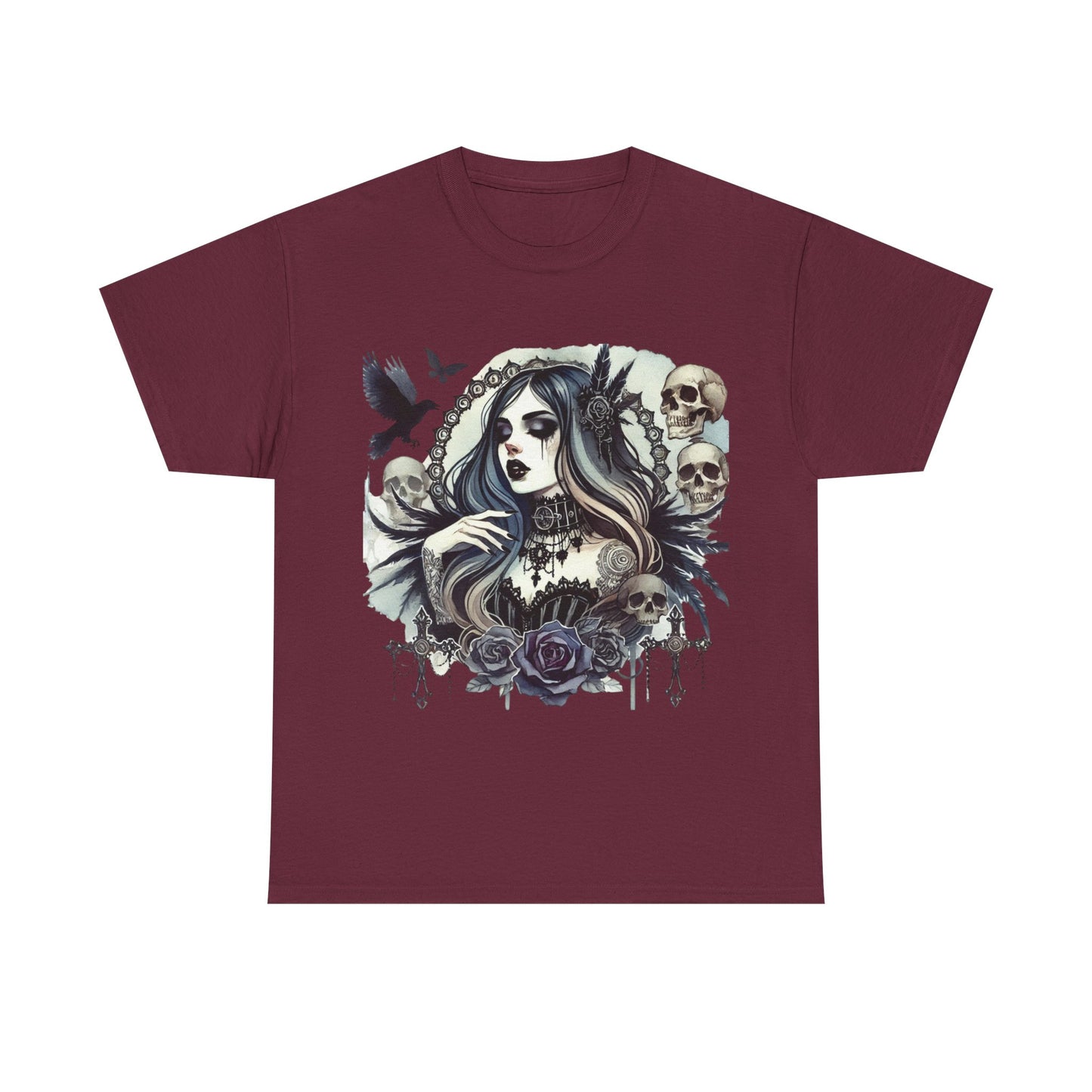Gothic Girl Skull & Roses T-Shirt