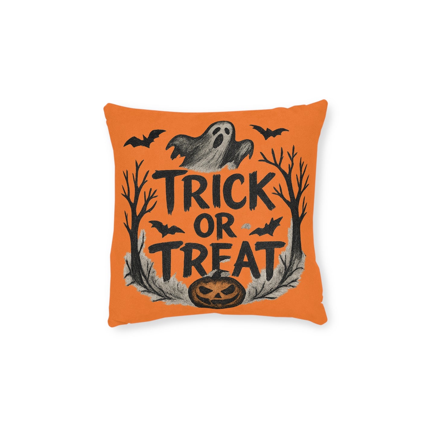 Halloween Square Pillow - Trick or Treat Decorative Cushion