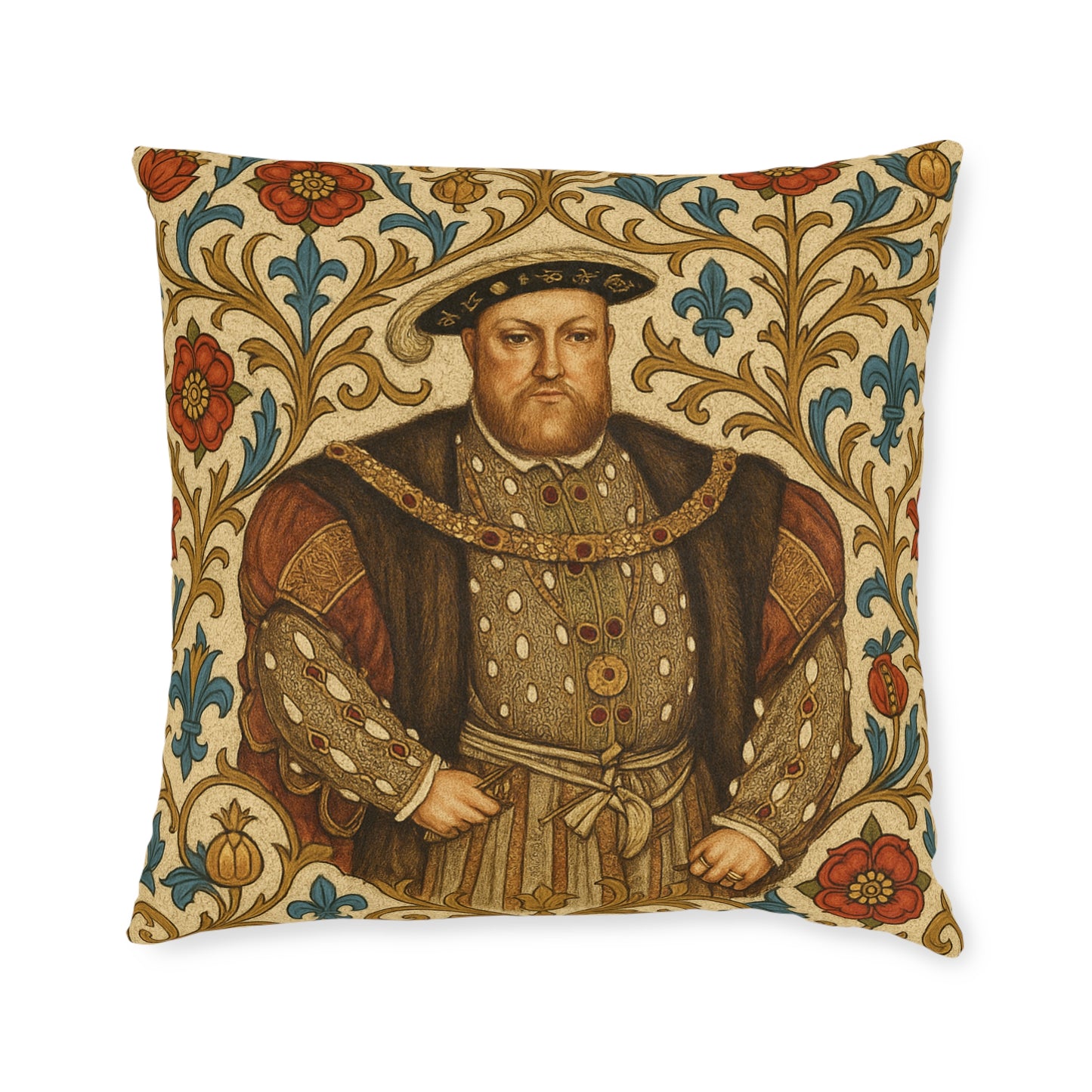 Henry VIII Tudor Rose Cushion — Regal History Gift Throw Pillow