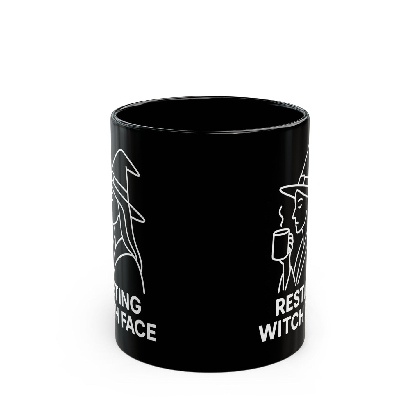 Resting Witch Face Mug - Black
