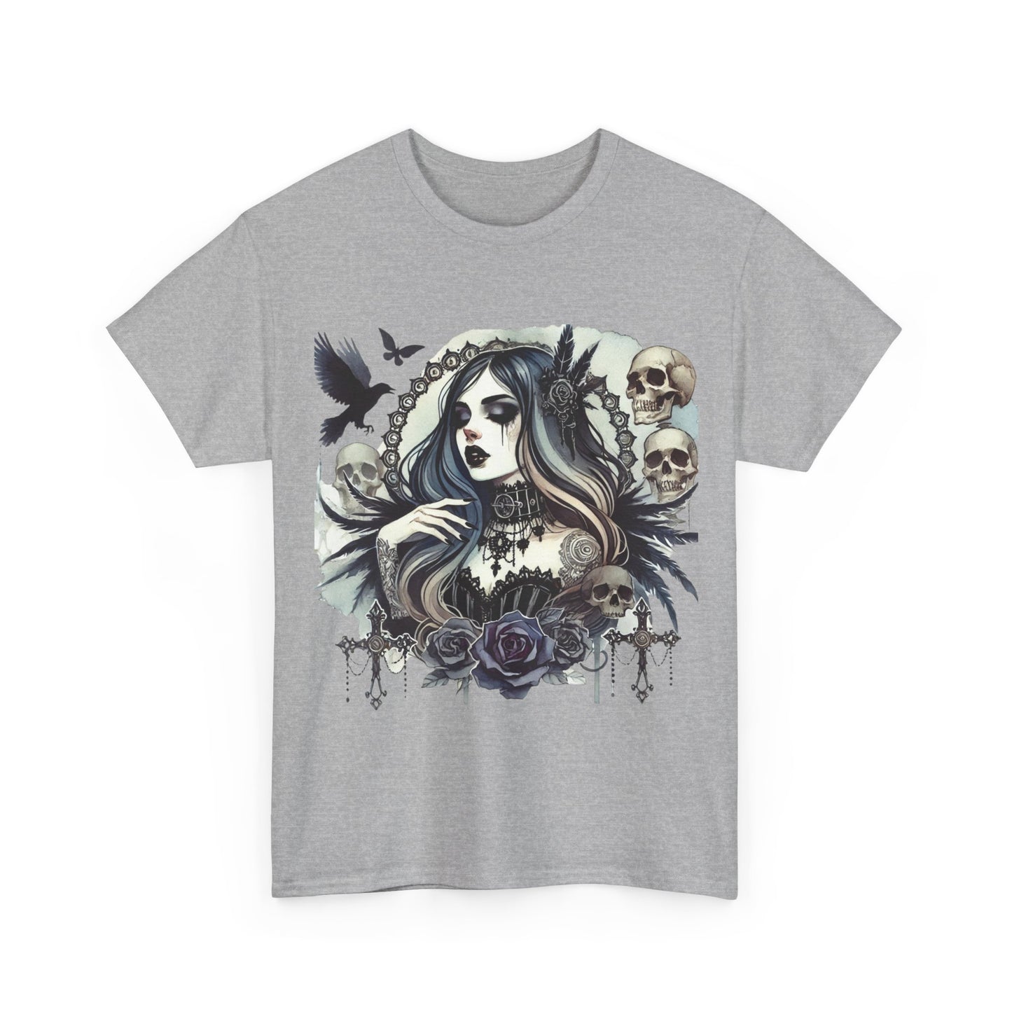 Gothic Girl Skull & Roses T-Shirt