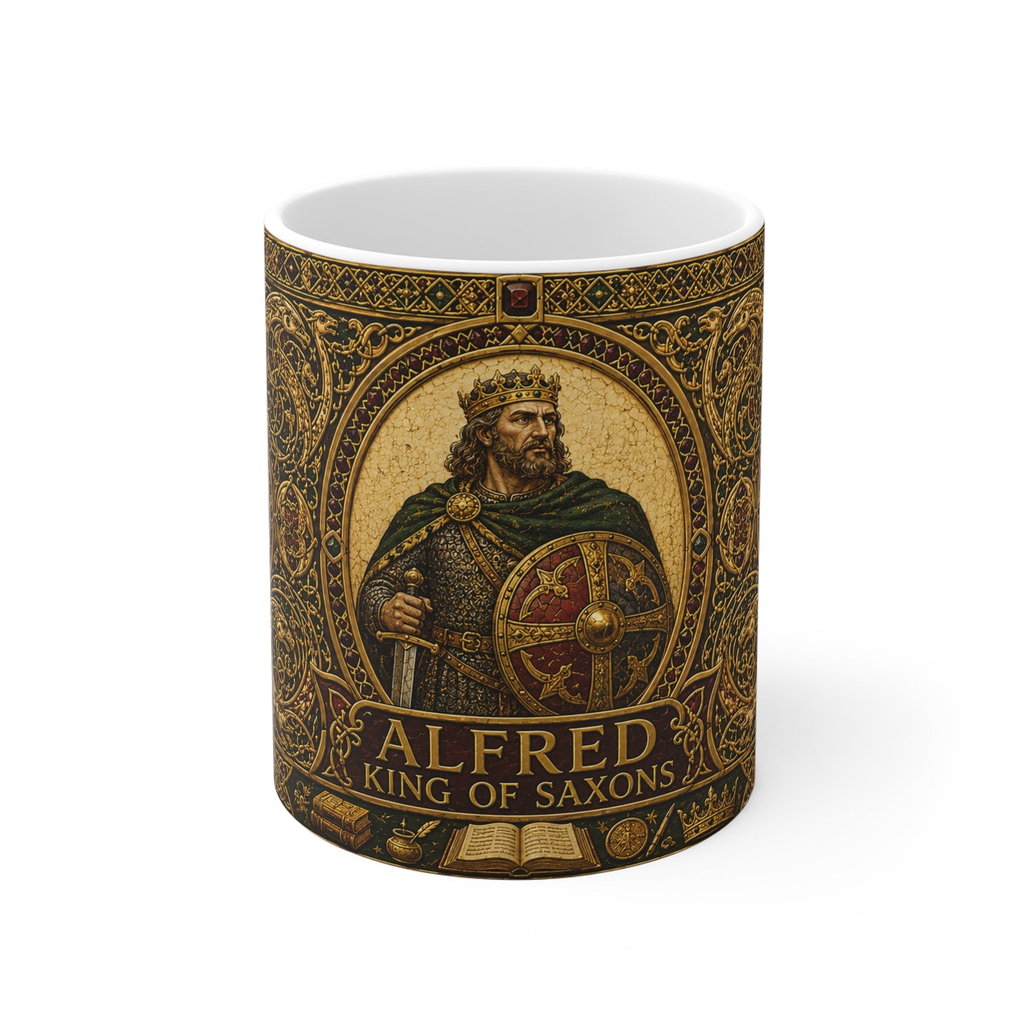 Alfred King of Saxons Mug — Anglo-Saxon History Gift for Medieval Enthusiasts